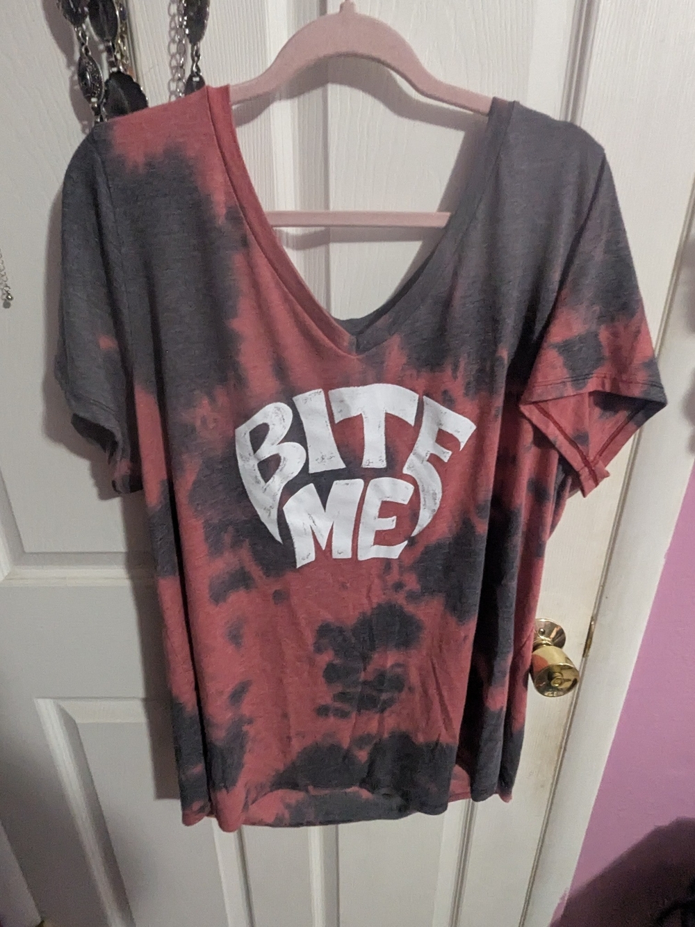 torrid Red and Black Tie-Dye V-Neck 'Bite Me' Graphic Tee